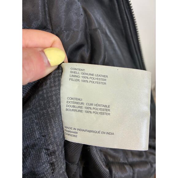 Perry Ellis Men's Classic Genuine Lambskin Leather Jacket Biker Moto Grunge Emo - Picture 6 of 7